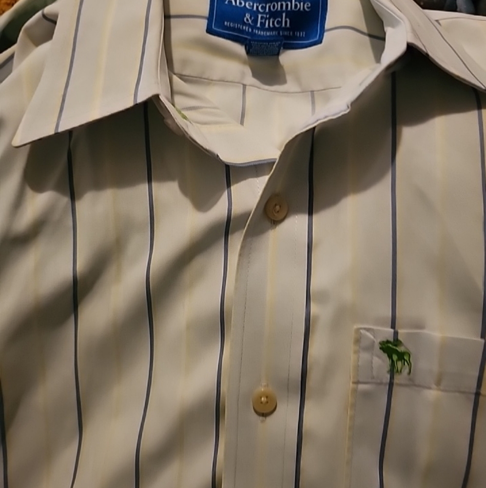 Abercrombie and Fitch botton down shirt Green Stripe XL